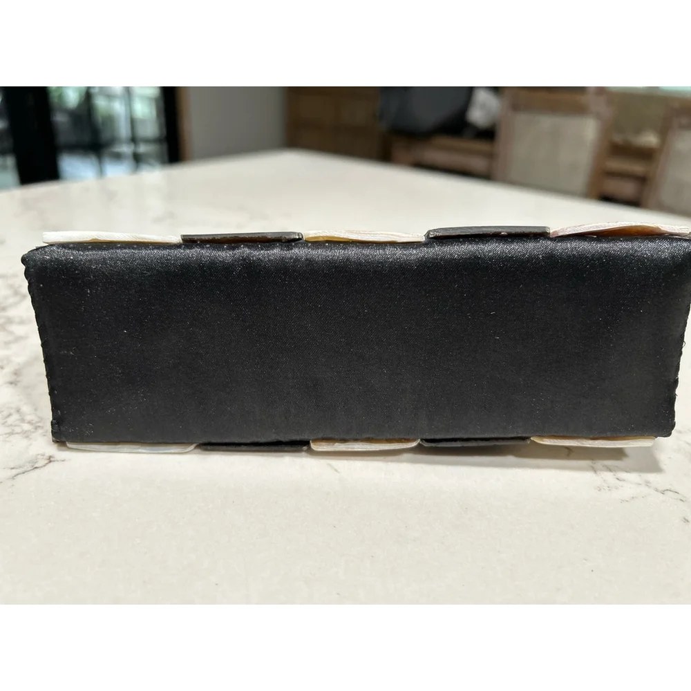 Elegant Black and Cream Striped Clutch - Picture 2 of 5
